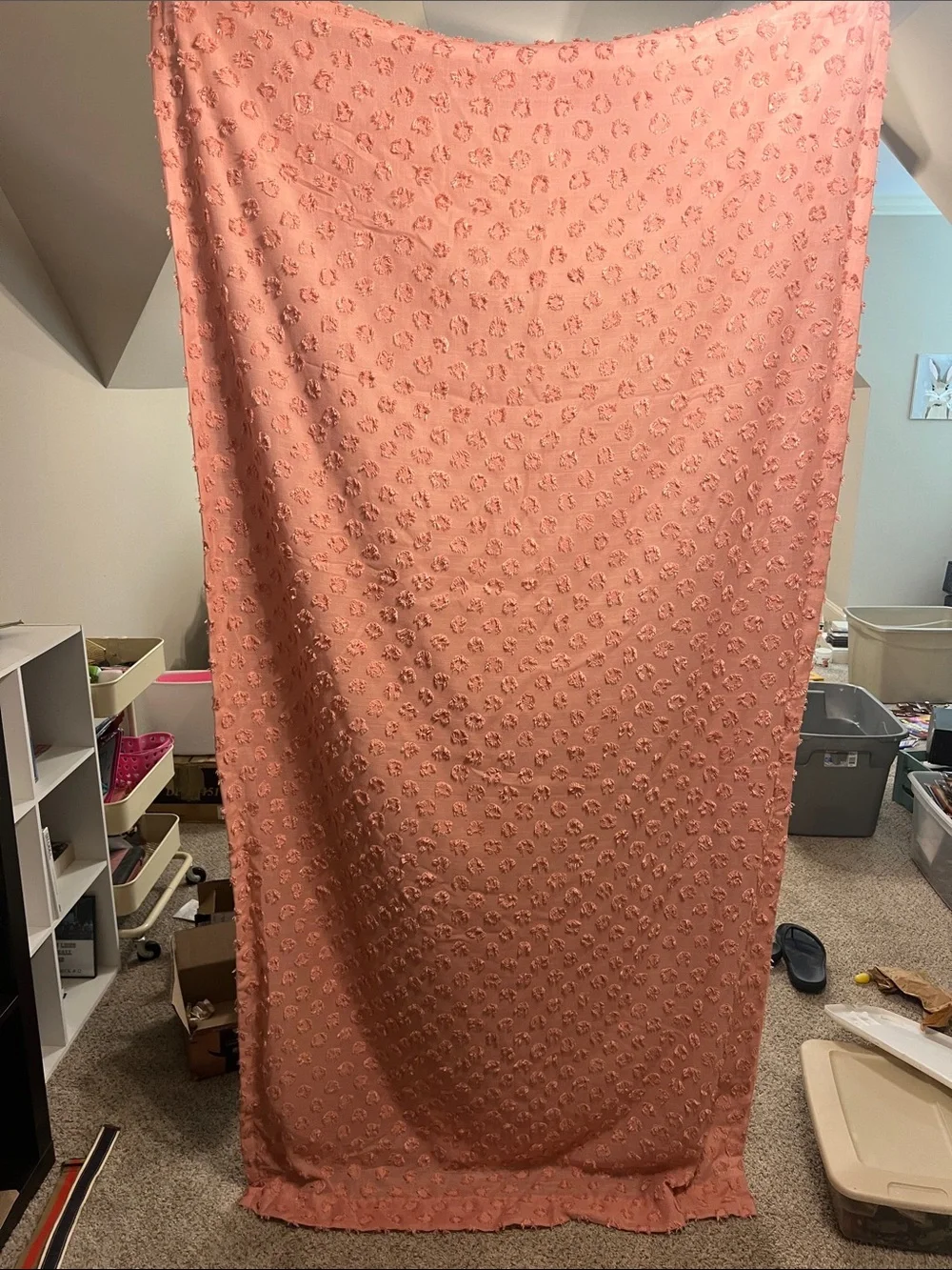 Pillowfort Coral Pink Textured Dot Curtain Panel